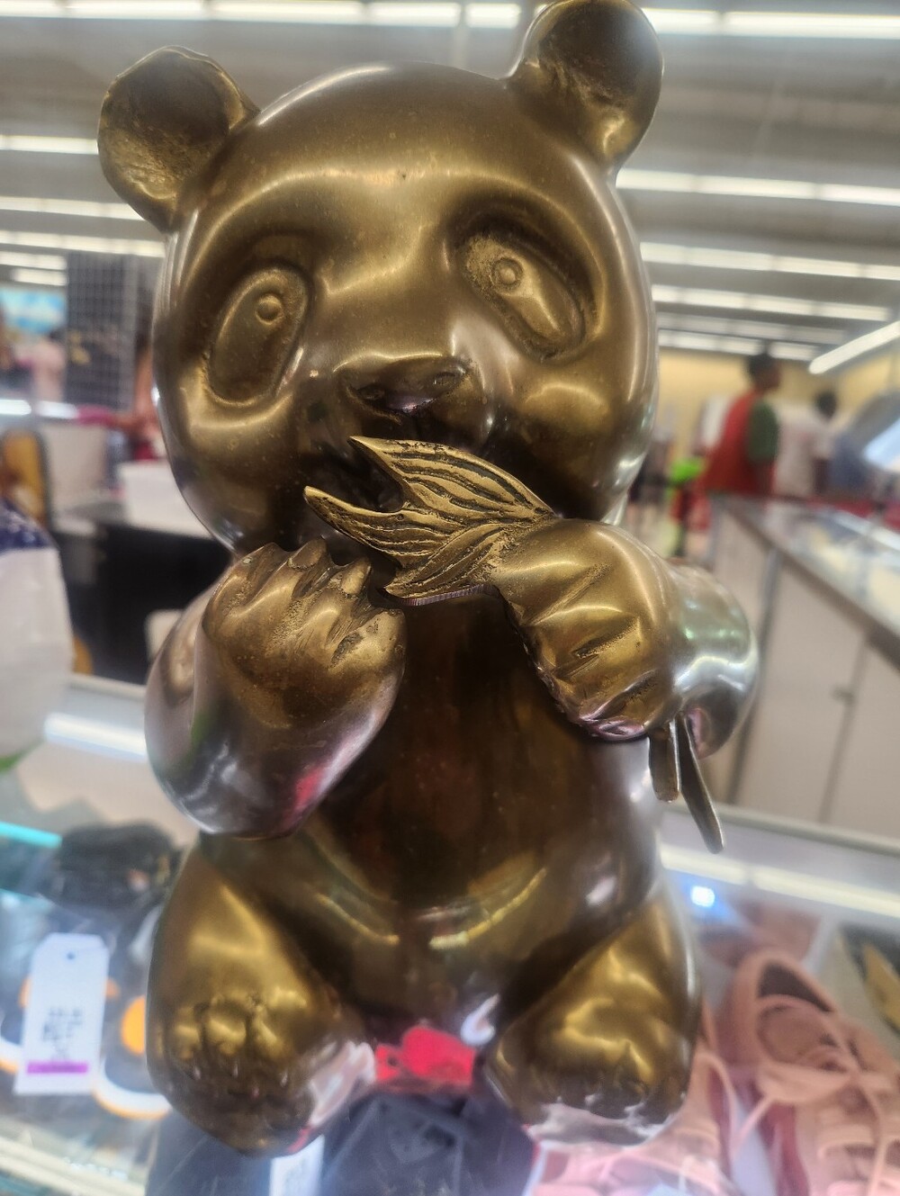 Mid-Century Modern Brass Panda Statue Figurine